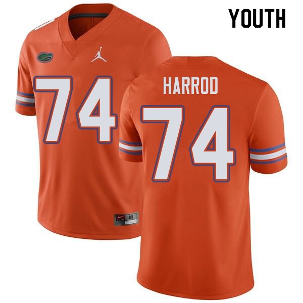 Youth NCAA Florida Gators Will Harrod #74 Stitched Authentic Jordan Brand Orange College Football Jersey GLC4065ME